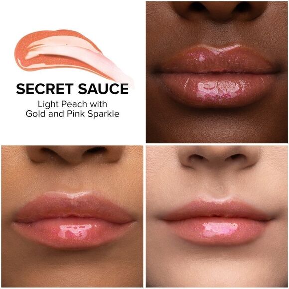 Too Faced Lip Injection Plumping Gloss- Secret Sauce peach w/gold & pink sparkle - Picture 6 of 10